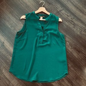 H&M emerald button up sleeveless blouse, 8